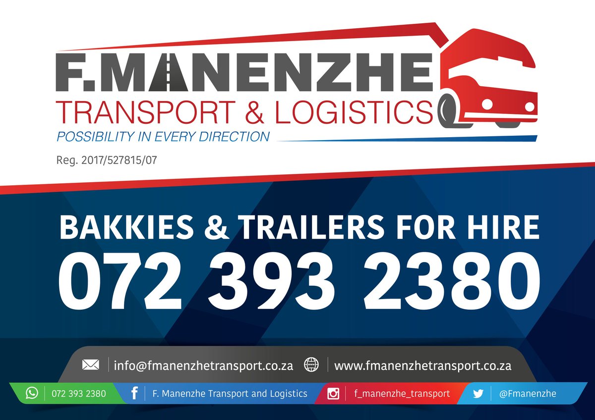 FManenzhe's tweet photo. Bakkies and trailers for hire, you can call or whatsapp 0723932380.💪💯
We do both short and long distances.
Na Venda ri ya swika, vhare na mihwalo kha vha ri kwame.
#Gracework 🙌
#The_Transport_Guru💀
#F_Manenzhe_Transport_and_Logistics 🔥 https://t.co/PlZTTuMXjh