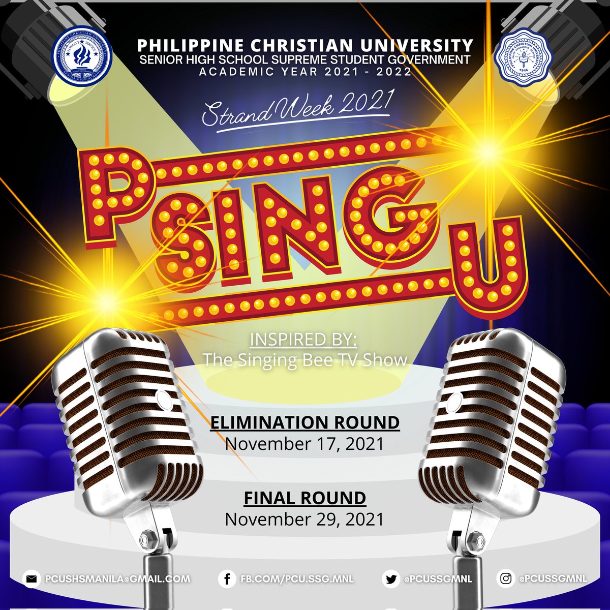 PCUSSGMNL's tweet photo. Ready to scream for your strand?📣

Get hyped up, Dolphins! For we have prepared different activities that will surely uncover everyone's capability and creative imagination!

See the set of competitions below: https://t.co/9IQc26tUBX