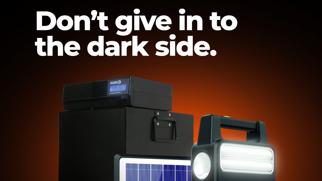 expertstores_sa's tweet photo. Don’t let #Loadshedding dim your shine 💡
Resist straying to the dark side with our range of solar lighting and inverters to keep your home .
#Eskom #Tevo #Ellies #InvestSolar
View the range here: https://t.co/Gk01aeKhjX https://t.co/9MiBhupdVF