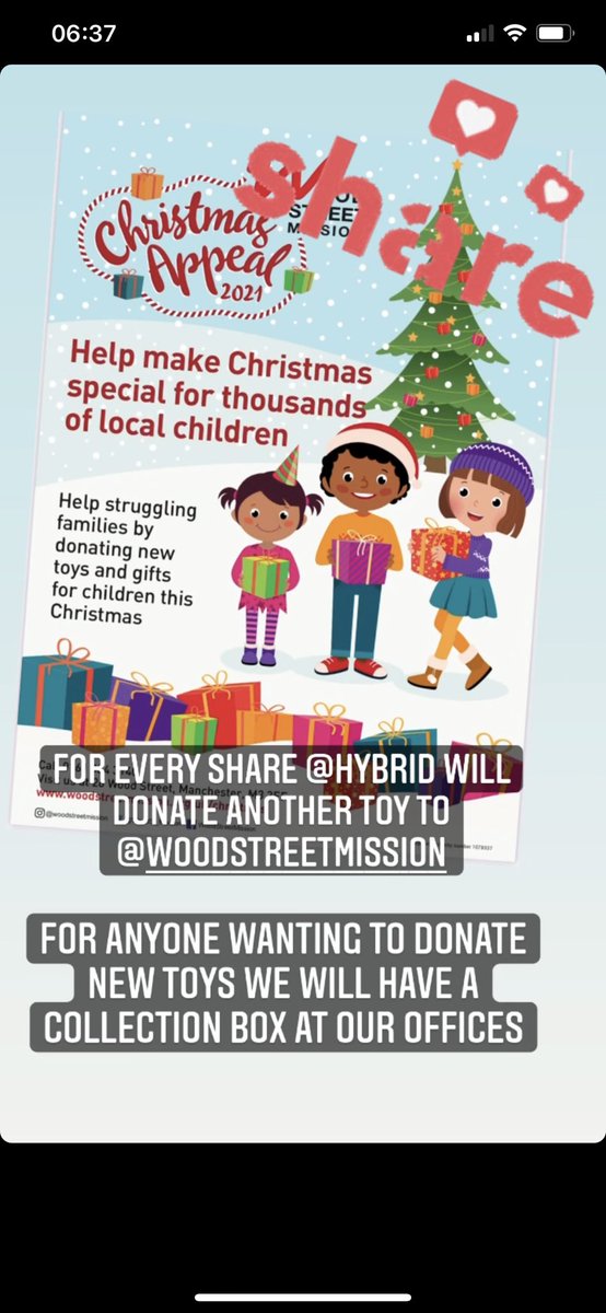 Hybrid_ES_LTD's tweet photo. For every retweet @Hybrid_ES_LTD will donate another toy to @WoodSt_Mission.

We will have a collection box at our offices for anyone wanting to donate.

#share #salford #manchester https://t.co/3GrYoMpAAM