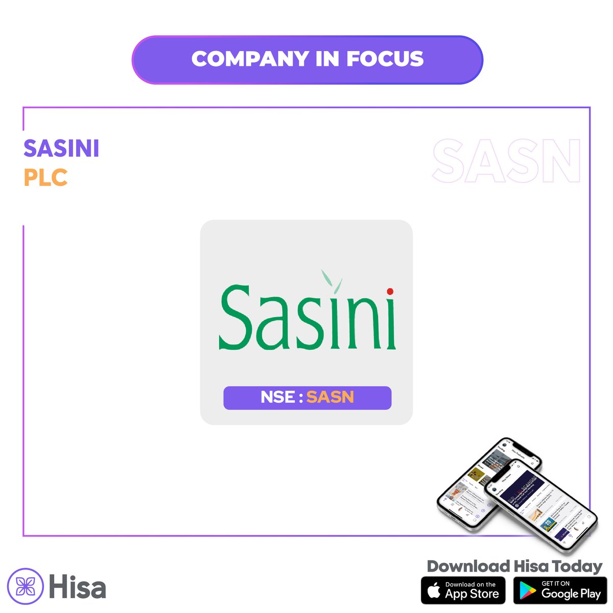 HisaApp's tweet photo. Sasini PLC NSE: SASN will be our today's #CompanyinFocus๐ง.
The principal activities of Sasini include the growing and processing of tea, coffee, avocado, macadamia nuts, dairy operations and value addition of the related products for local retail and export markets. https://t.co/bTZQ6kogYZ