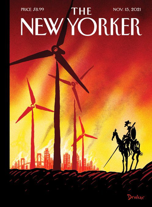 TacticaTeam's tweet photo. What a genius @NewYorker Cover by Eric Drooker, Called…#theimpossibledream 
It screams…frame me. 
_______
#design #quixote #migueldecervantes #cervantes #magazinecover #sustainabilty #ClimateCrisis #COP26 #illustration https://t.co/RixvT9DUIM