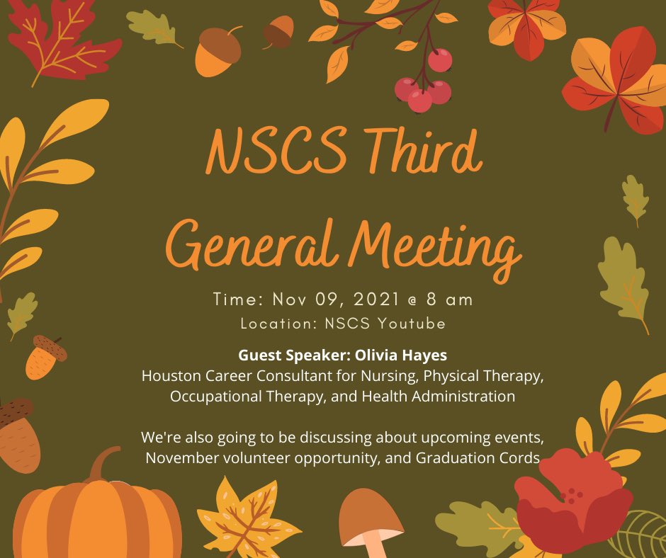 TWUNSCS's tweet photo. Hello Scholars! Our third general meeting will be up on Tuesday, November 9th at 8 am. We will also have guest speaker, Olivia Hayes! Please make sure to watch and comment. We hope y’all have a happy November!! 🍂🍁https://t.co/bgrMx6I5zv https://t.co/CQWy8x3y0T