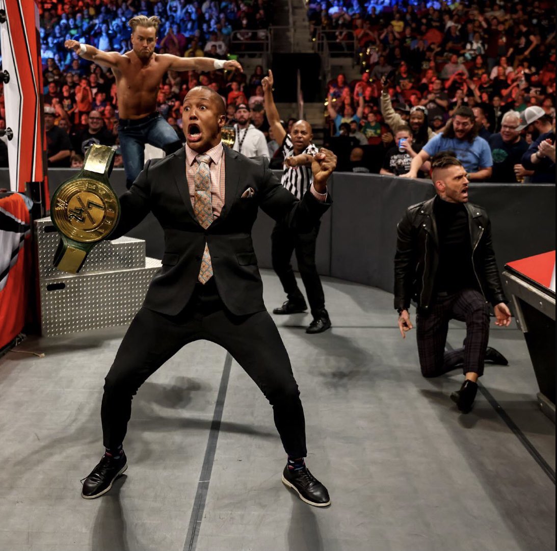 ByronSaxton's tweet photo. The most euphoric 9 Seconds of my career! 

It didn’t end the way I wanted but at least I pinned @WWEGraves!! https://t.co/7To0hfC5fK