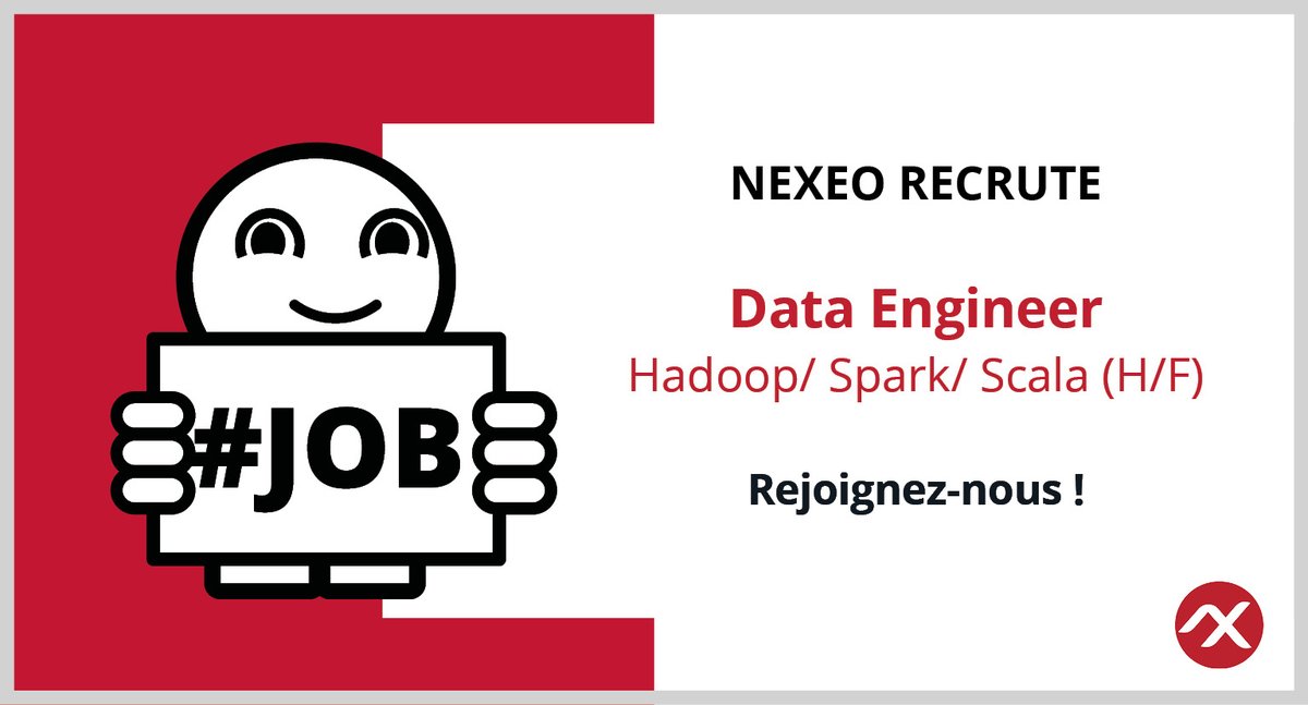 NexeoFinance's tweet photo. Nous cherchons un.e ingénieur.e Etudes et développement Big Data. Cliquez pour en savoir plus et rejoignez l'aventure ! 👉 https://t.co/2hyyi8f5ju

#DataEngineer #hadoop #spark #scala #bigdata #careers #nexeogroupe #positiveworkplace #hiring #recruitement https://t.co/A2lLKrtXEZ