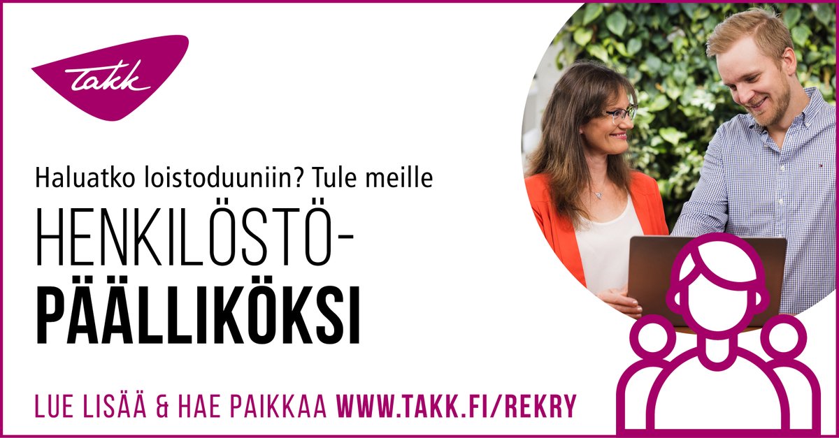 TAKKTampere's tweet photo. Haemme henkilöstöpäällikköä. Katso lisätiedot ja hae 28.11. mennessä: https://t.co/m4fVyVufhR 
#rekry #rekrytointi #työpaikka #ammatillinenkoulutus #hr #henkilöstöjohtaminen #henkilöstöhallinto #humanresources #loistoduuni #henkilöstöpäällikkö https://t.co/kzrJXleMSc