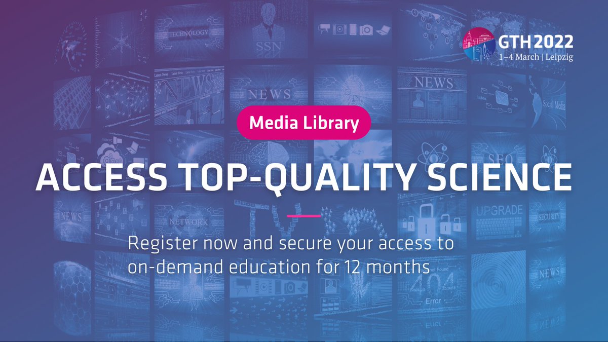 AnnualGth's tweet photo. For the first time a GTH Meeting will have a full-scale Media Library of sessions and posters, available only to #GTH2022 attendees for 12 months.

Register today and secure your access ➡️ https://t.co/VYmVeYDw2g

#hemostasis #thrombosis #platelets #KnowThrombosis #BloodClots https://t.co/VqZr1h3Vvm