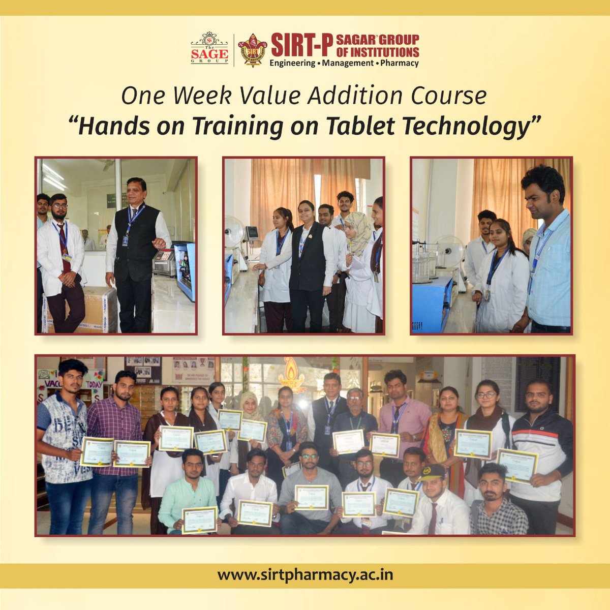 SIRT_BHOPAL's tweet image. &quot;Hands on training on Tablet technology &quot;
Participants has learned various types of Tablet manufacturing and pharmacopial quality control tests.
#Tablettechnology 
#Flotingtablet
#Dispersabletablet
#Matrixtablet
#TheSageGroup 
#SIRTP 
#VAC