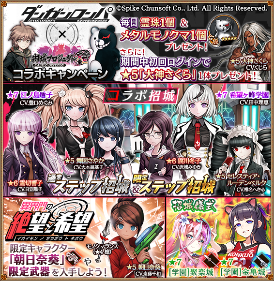 千狐 城プロre公式アカウント 更新概要をお知らせいたします 1 2 ダンガンロンパ 城プロ Re コラボ開催 緊急出兵 異界門の絶望と希望 開始 武神降臨 武神降臨 毛利元就 開始 コラボメダル交換所を実装 城プロre ダンガン 千狐 城プロre公式アカウント 更新概要をお知らせいたします 1 2 ダンガンロンパ 城プロ Re コラボ開催 緊急出兵 異界門の絶望と希望 開始 武神降臨 武神降臨 毛利元就 開始 コラボメダル交換所を実装 城プロre ダンガン