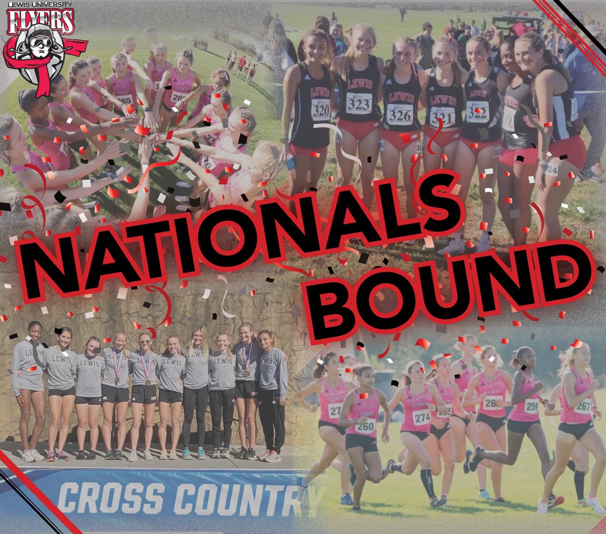 LewisWXC's tweet photo. They did it!!! The Women of Lewis have qualified for the @ncaadii cross country national championships! 
The championships will be held on Saturday (Nov. 20) in Saint Leo, Florida at the Abbey Course. The women's race will begin at 8:30 a.m. (EST) #lewisuniversity #flighton https://t.co/DiMdNLAGSJ