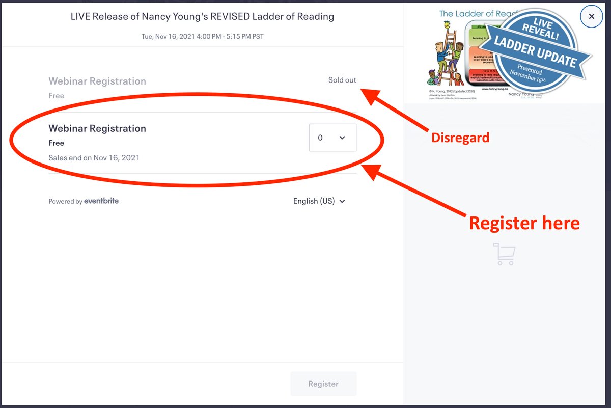 NancyYoung_'s tweet photo. Thanks to @ReadwaO, expanded capacity = more spots available for the LIVE REVEAL of my #LadderOfReading update - hosted by @janhasbrouck! If you had trouble registering, try registering for the second "Webinar Registration". Here's the registration link: https://t.co/Q7ijMW06D6 https://t.co/476VoAhOZ0