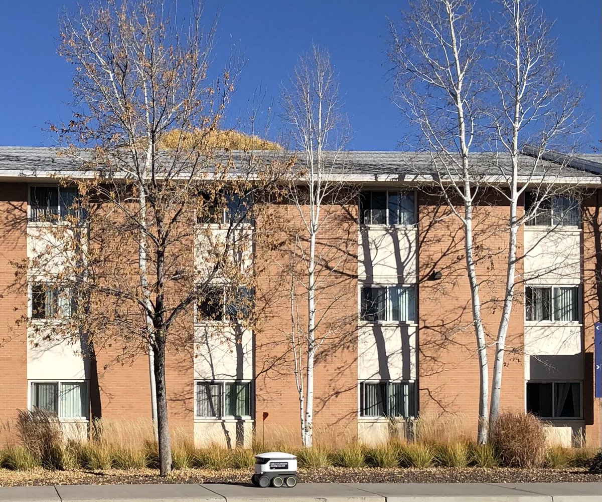 MillerlLibby's tweet photo. A robot in front of my old dorm @nau! Times have certainly changed. Love it! 🤖 https://t.co/K5xvIjqkhc