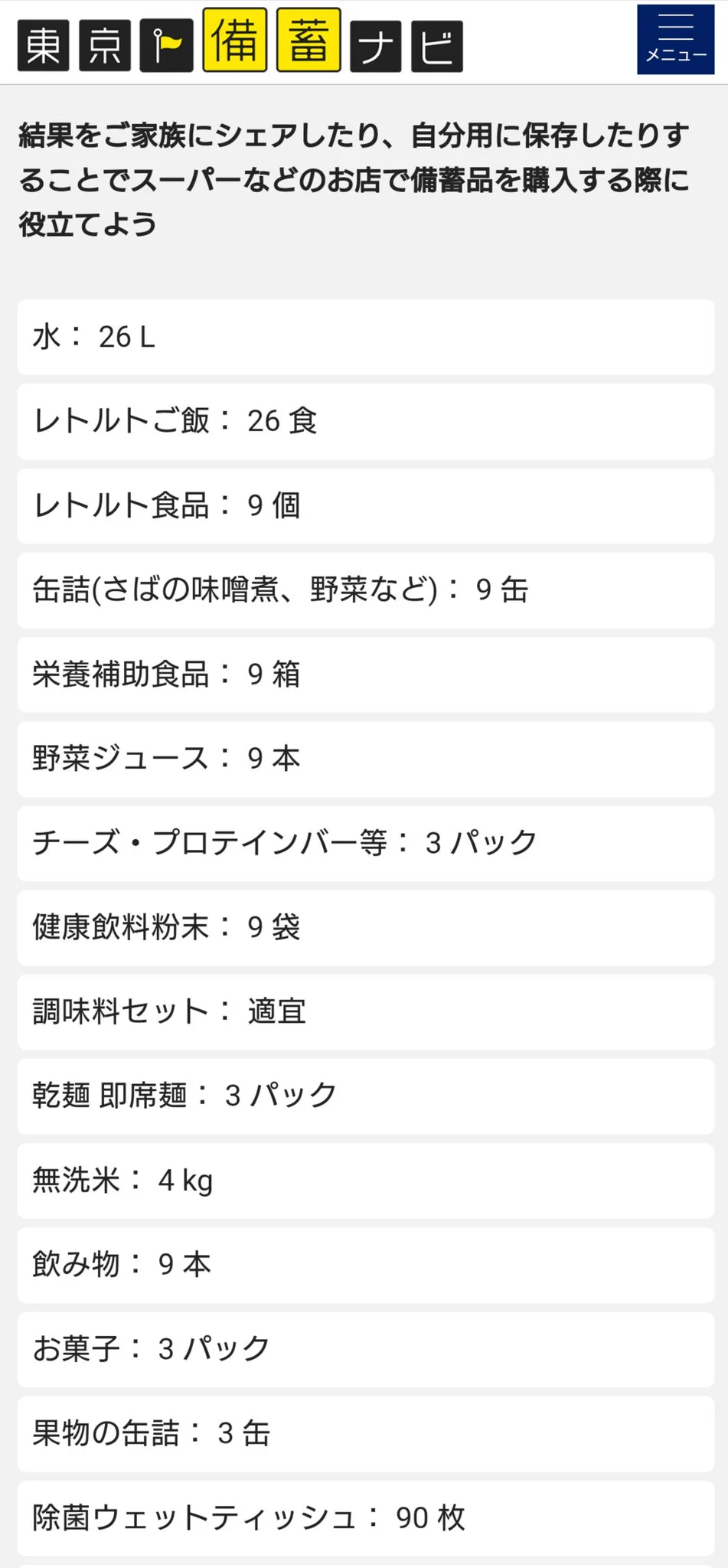 もしもの時の備えのために役立つ？東京備蓄ナビが凄い！