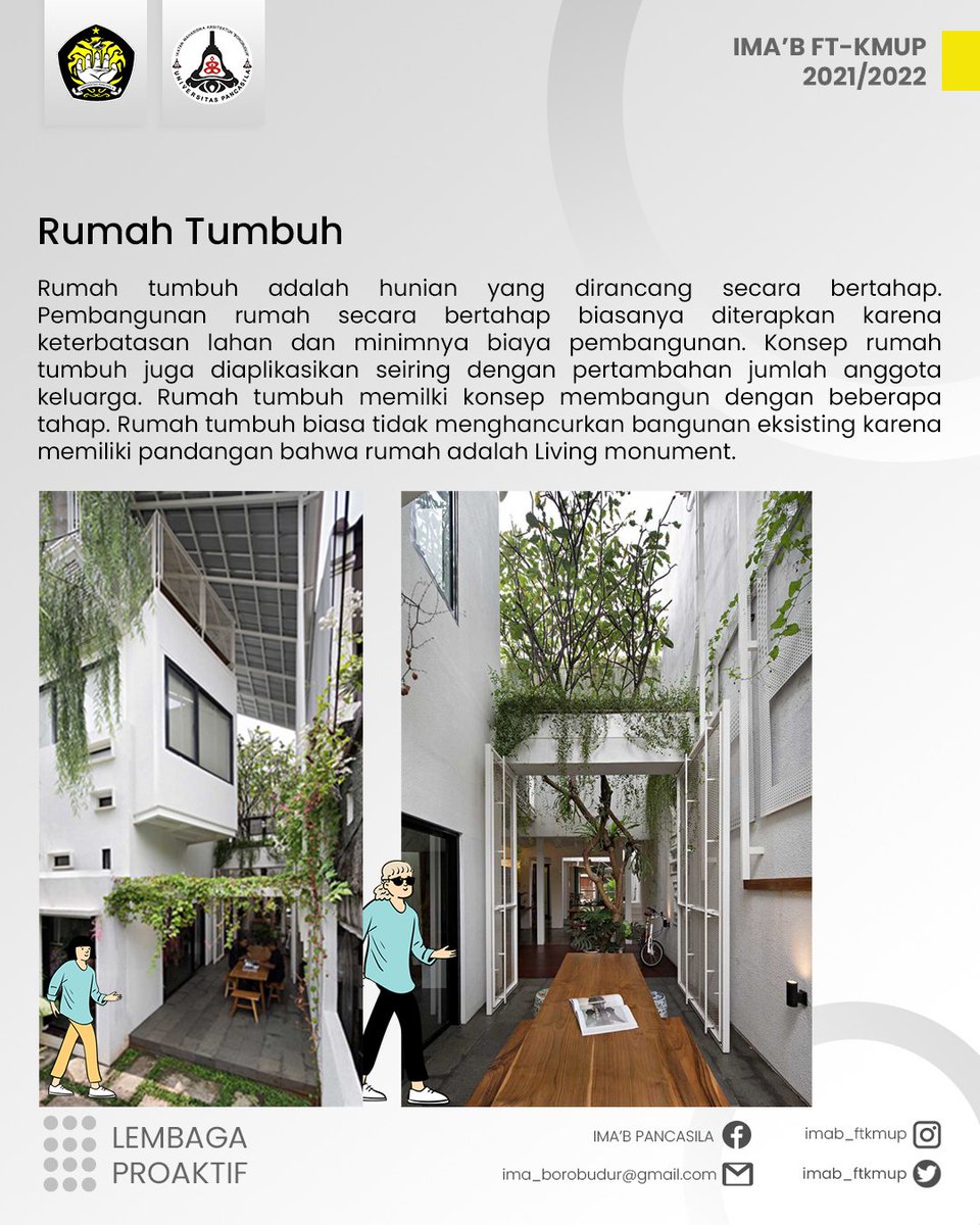IMAB_UP's tweet photo. Hai sobat arsitek!
Saat ini konsep rumah tumbuh mulai populer. Apa sih sebenernya rumah tumbuh itu? Yuk langsung cek penjelasannya!

_________
Bidang I (Pendidikan &amp; penelitian)
IMA'B FT-KMUP
Periode 2021/2022

"IMA'B FT-KMUP sebagai Lembaga Proaktif"

IMA'B Paling Gape https://t.co/hCpRjwPZWO