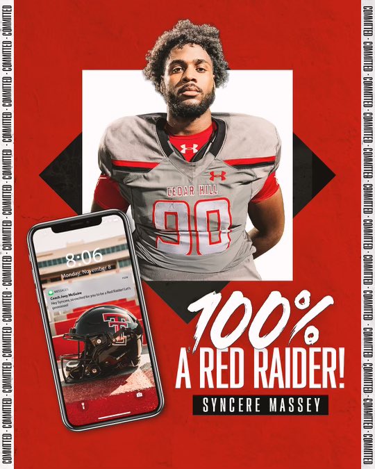 Committed 1000% letssss ride❤️🖤 staying homeee!!!! @CoachKelleyCHHS <a href="/JoeyMcGuireTTU/">Joey McGuire 🌵</a>