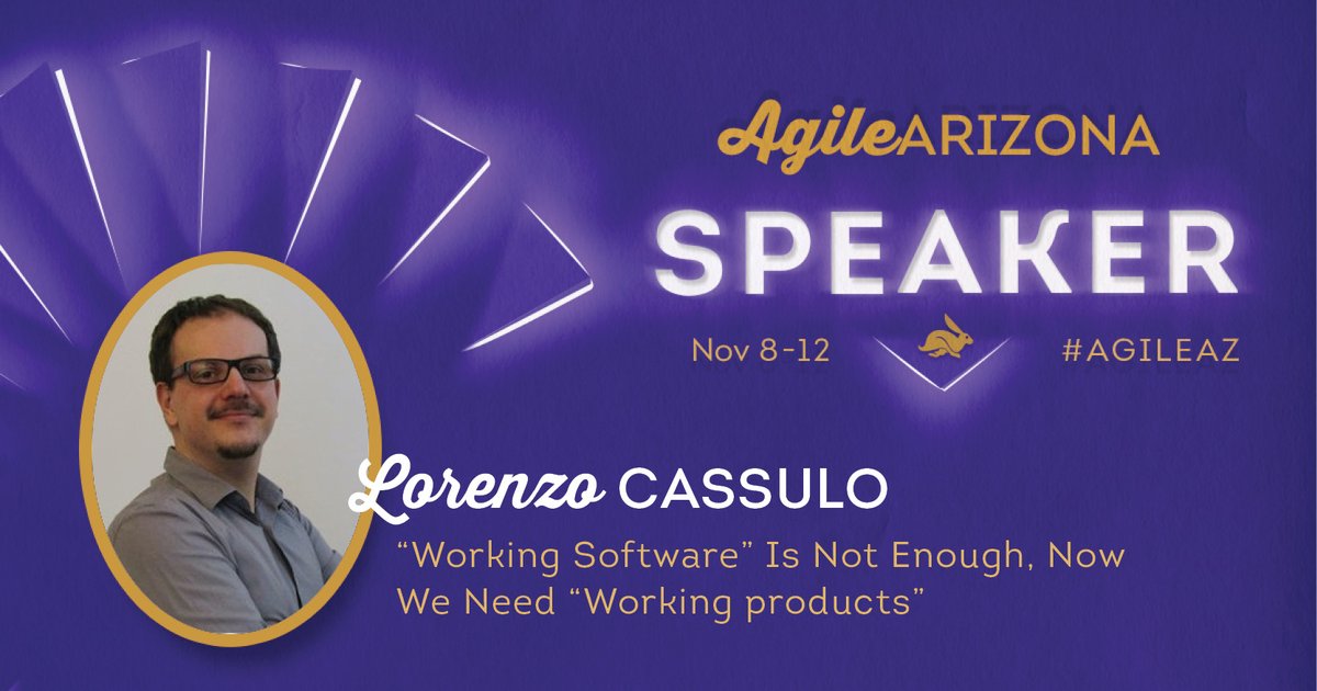This week, @lorenzocassulo speaks at Agile Arizona 2021!

💡 Topic: "Working software" is not enough, now we need "Working products"
✨ Info: bit.ly/aazinfo

#product #AgileArizona