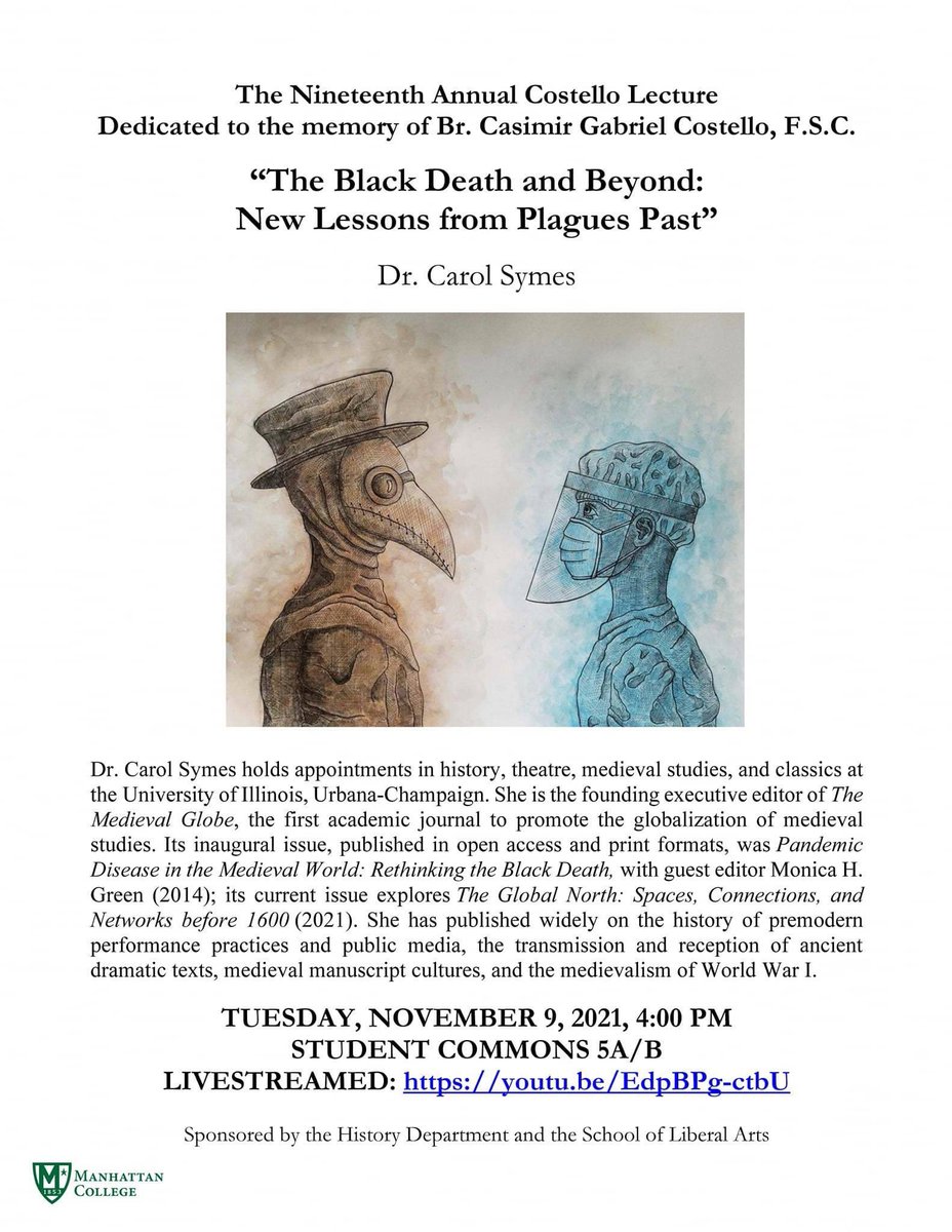 On Tuesday Dr. Carol Symes will deliver the Costello Lecture at Manhattan College.
