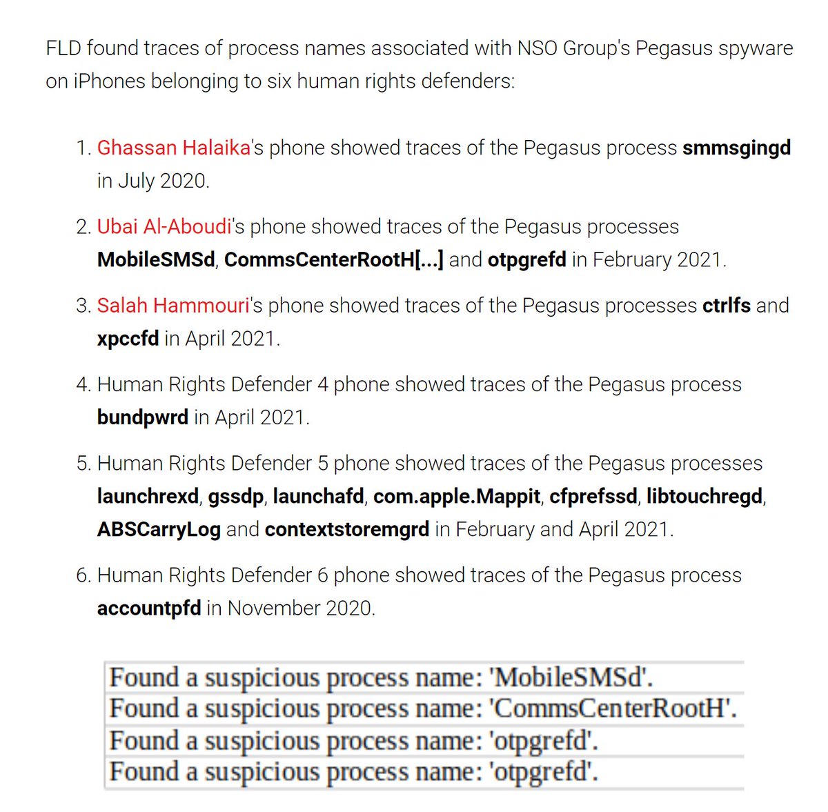 blackorbird's tweet photo. Learning iOS Forensics 3.0 #Pegasus 
process name:
MobileSMSd
CommsCenterRootH
otpgrefd
https://t.co/CeoLWo4EAv
https://t.co/9CVRCTkYjE
https://t.co/mAAmdOMibz https://t.co/fUBDbSdL99