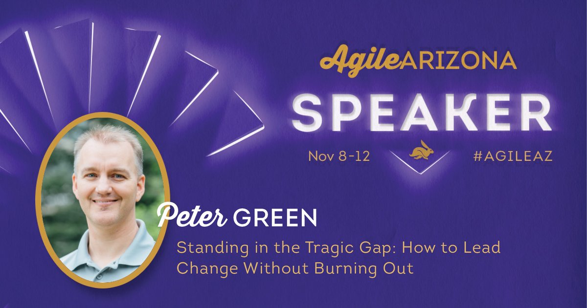 This week, <a href="/tptman/">Peter Green</a> speaks at Agile Arizona 2021!

💡 Topic: Standing in the Tragic Gap: how to lead change without burning out
✨ Info: bit.ly/aazinfo

#leadership #AgileArizona
