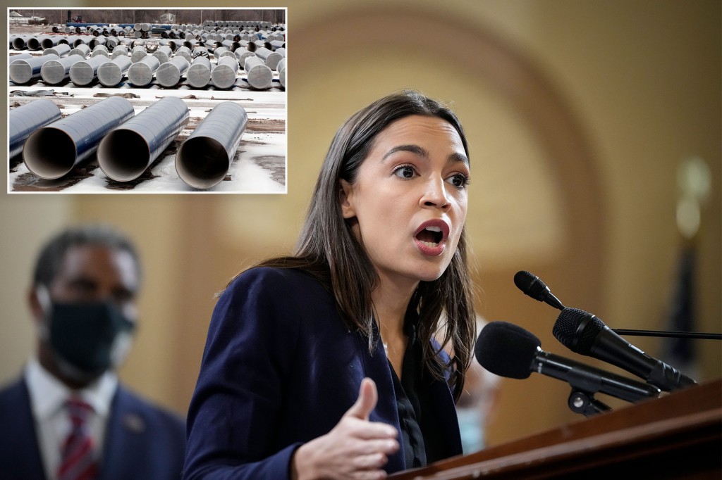 nypost's tweet image. AOC warns Dems on overselling infrastructure bill after voting against it trib.al/Lyr0k6g
