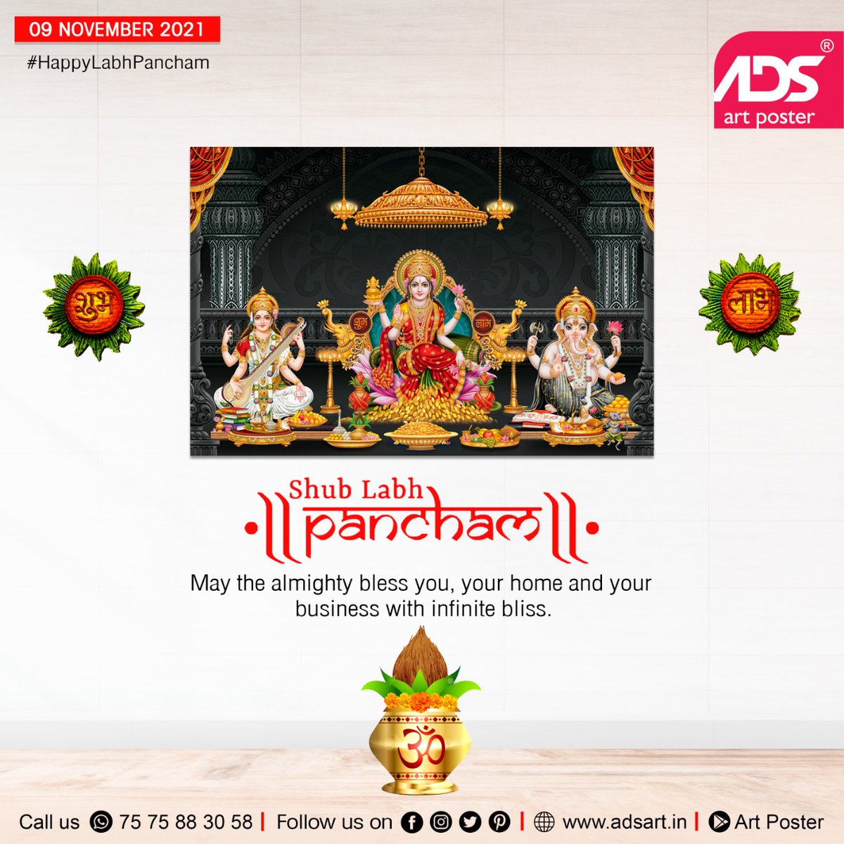 adsartposter's tweet photo. Happy Labh Pancham !!

May the almighty bless you, your home and your business with infinite bliss.

#labhpancham #diwali #newyear #happylabhpancham #dhanteras #india #bhaidooj #kalichaudas #bussiness #diwalifestival #gujarat #rajkot #homedecor #vaghbaras #jalaramjayanti https://t.co/4iFnus1ZEy