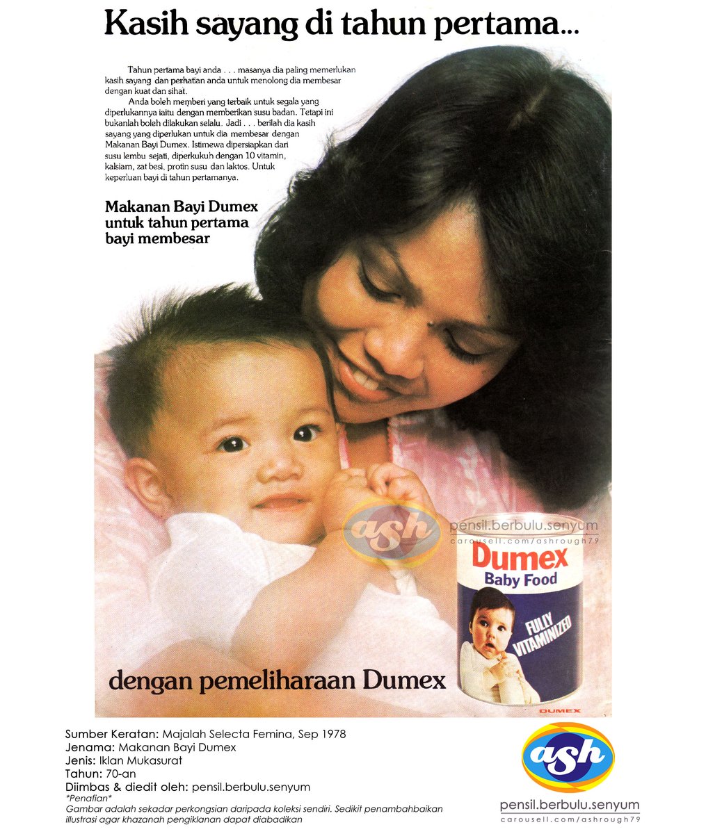 pensilsenyum's tweet photo. Dumex Baby Food, 1978
#iklanlama #iklanduludulu #vintageads #vintagead #iklanmalaysia #nostalgia #nostalgiamalaysia #nostalgiacetak #dumex #dumexmalaysia #70an https://t.co/hQO7ZpgEDE
