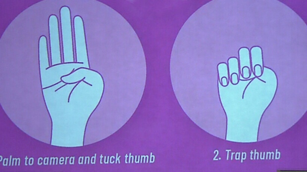 CTVNews's tweet photo. Hand signal used by missing teen developed in Canada to address pandemic violence https://t.co/WEgDHDjQ28 https://t.co/ioagaDZgaN