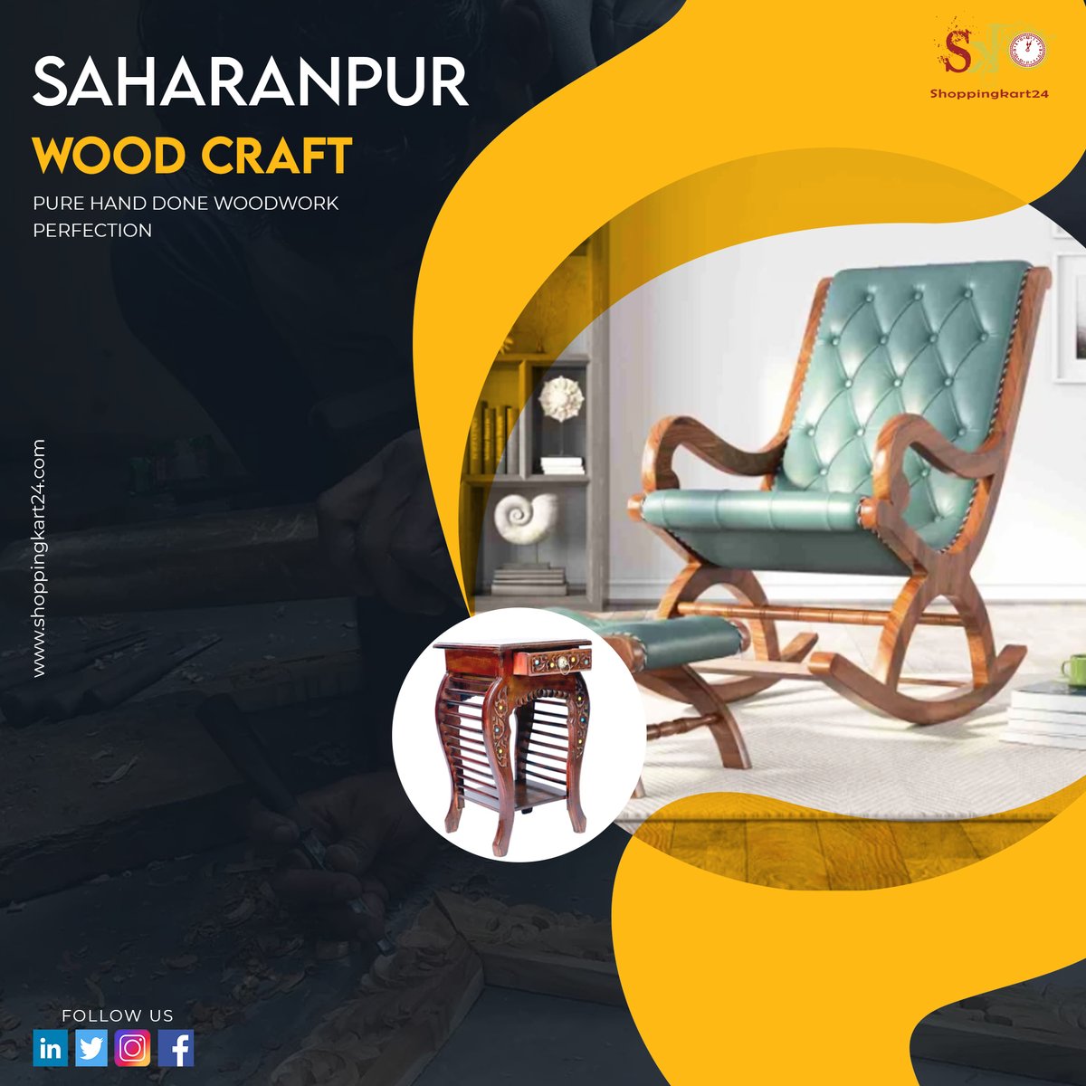 AuthenticGI_'s tweet photo. Few people are aware that #Saharanpur is also renowned as the "wood carving capital of India", and is home to about 1,50,000 artisans. 
Shop now: https://t.co/4lixqhJUi7
Contact: +91 9161898733
#vocalforlocal #gitag #woodenfurniture #wooden #item #rockingchair #artisansofindia https://t.co/foTJBmhJUx