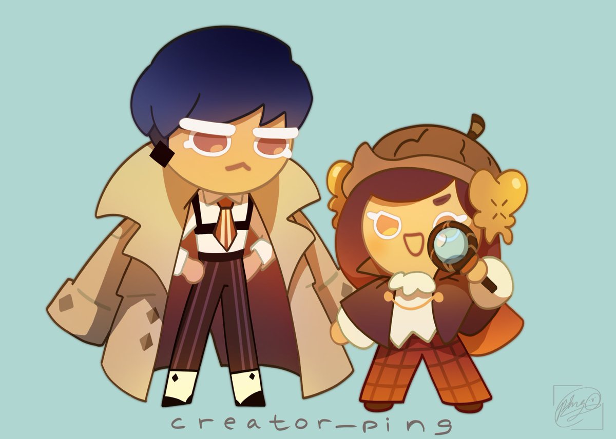 creator_ping's tweet photo. In Cookierun, Almond Cookie has a daughter, Walnut Cookie. You can’t tell me that they’re not the iconic Sherlock-Watson duo, 🍞🥕 

#tinakittenfanart #disguisedtoastfanart https://t.co/9tHp3Bh9Gz