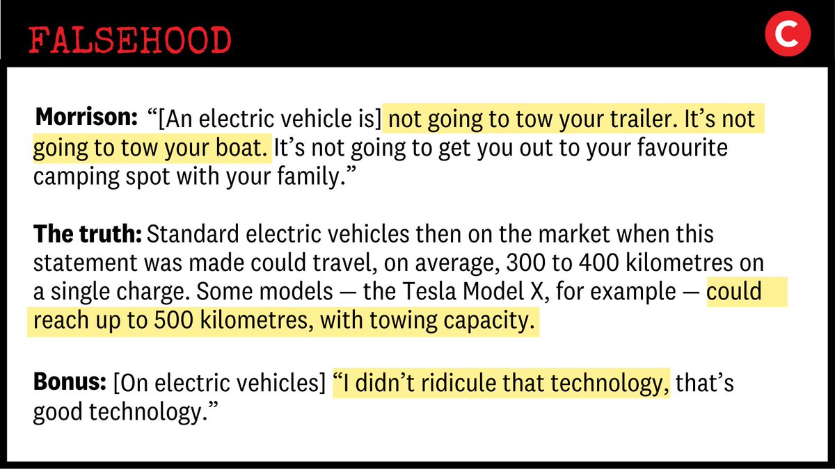 <a href="/AlboMP/">Anthony Albanese</a> Prime Minister Scott Morrison ridiculed electronic vehicles, and then lied about it.

And it's far from the first lie he's told. Catch up on 39 other lies and falsehoods delivered by the PM here #auspol #scottytheliar 
crikey.com.au/dossier-of-lie…