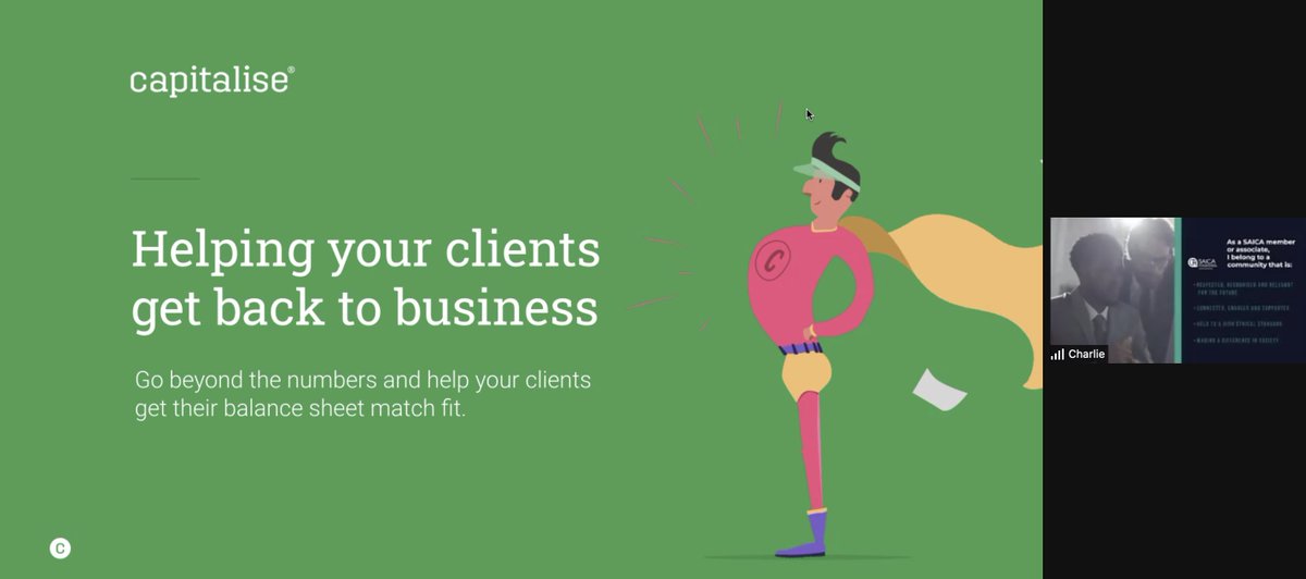 Up early today to join the @saica_ca_sa #CloudinPractice2021 conference this morning to talk about how <a href="/Capitalisers/">Capitalise</a> puts education at the heart of our customer journey! 

Find out more about this series of webinars at  bit.ly/3lGqC8Y #Accountants #SAICA #Funding