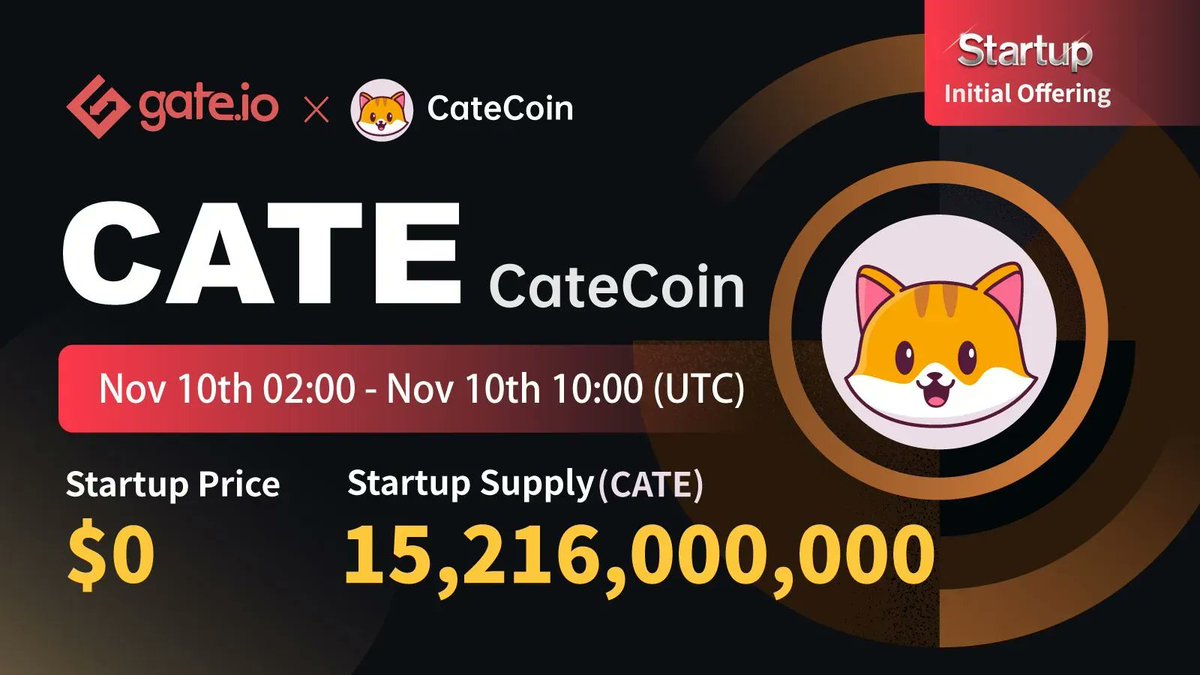 🐱 Gate.io Startup Free Offering: @cateclub 🐱

Time: Nov 10th, 02:00 - 10:00 (UTC)

🐾 Price: $0 
🐾 Startup Supply: 15,216,000,000 $CATE
🐾 Trading: Nov 10th, 12:00 (UTC)

Participate: gate.io/en/startup/267…
Details: gate.io/en/article/236…

#Gateio #GameFi