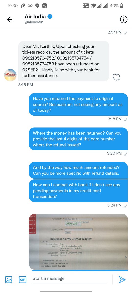 ItSelvaraj's tweet photo. No response whatsoever. Says my ticket is refunded but no proper details. https://t.co/T6SZ7do8Yg