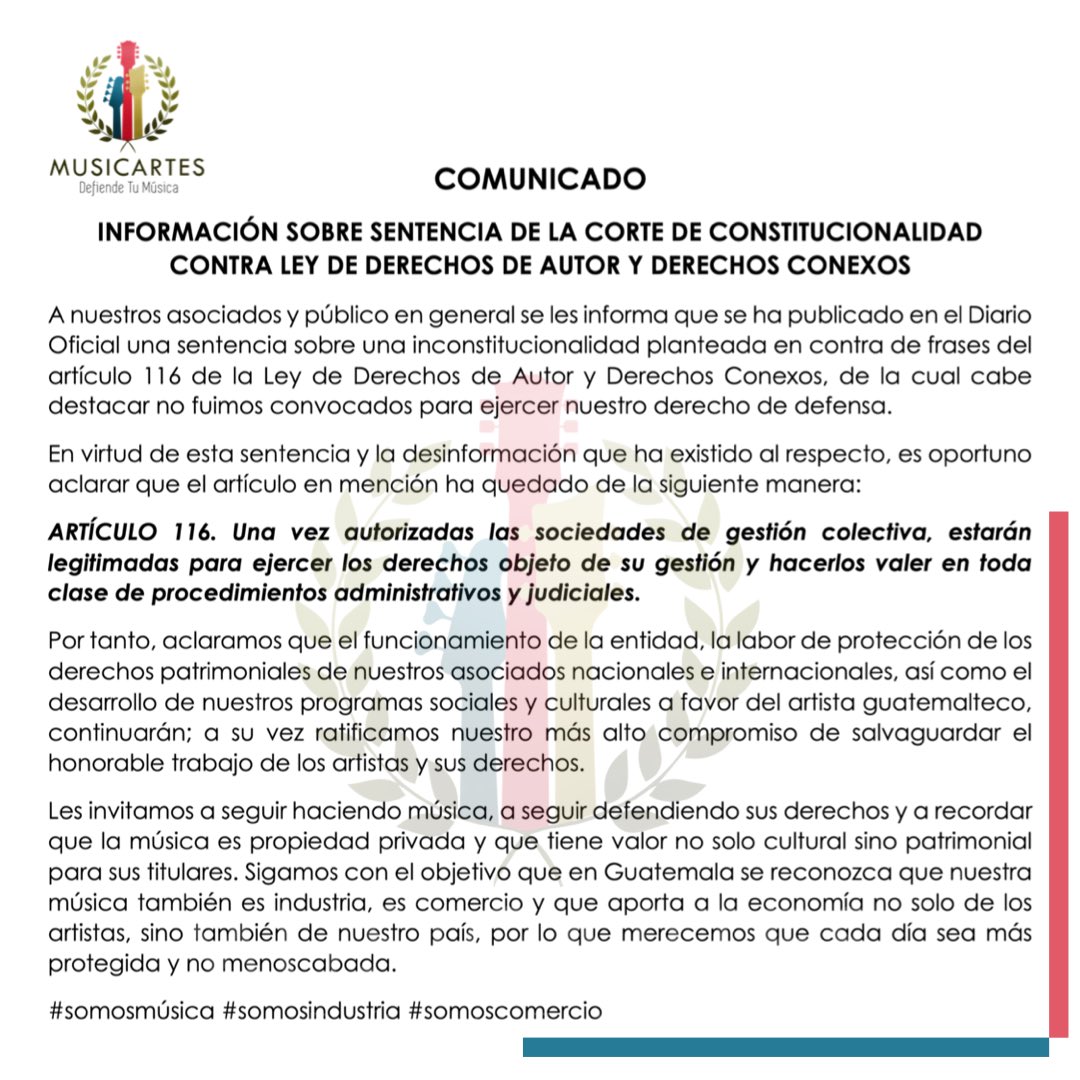 ⚠️COMUNICADO OFICIAL MUSICARTES⚠️

#somosmúsica #somosindustria #somoscomercio
