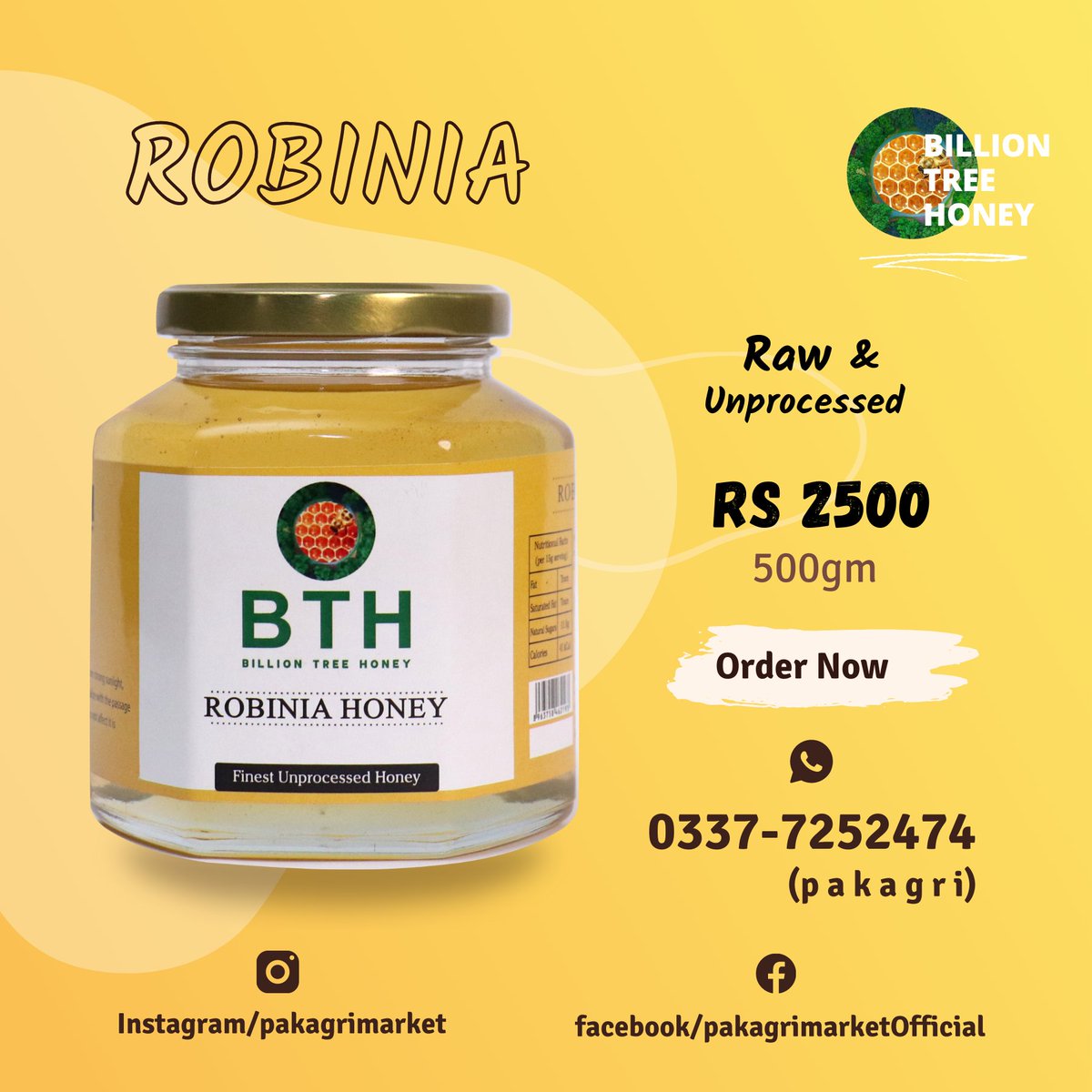 pakagrimarket's tweet photo. Billion Tree Honey

Free Delivery across Flag of Pakistan
Raw Unprocessed Sidr PKR 3000(500gm)
Raw Unprocessed Robinia PKR 2500 (500gm)

Call:
0337-7252474(pakagri)

WhatsApp 
https://t.co/FvJcCQqbTY

Facebook| https://t.co/zMwdlfn9dy
Instagram| https://t.co/tfB7e8au47 https://t.co/oJLbx8H24c