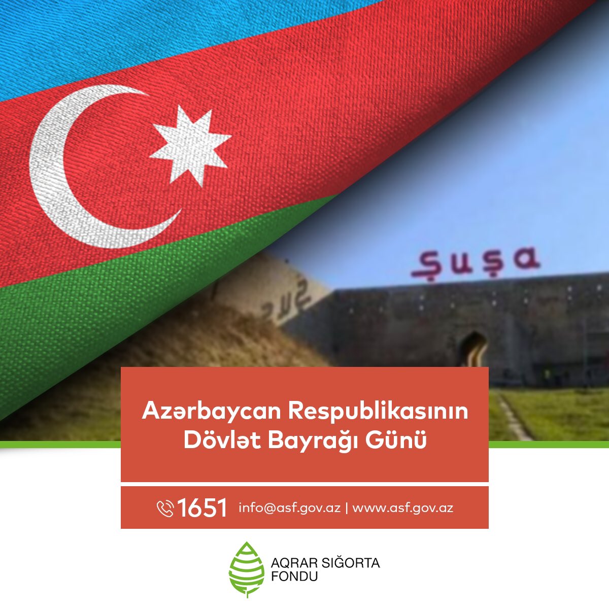 “Harda əcdadımın ayaq izi var,
Bu zəfər bayrağım orda dikəlsin!”

Bu gün Dövlət Bayrağı Günüdür! 
Bayrağımız daim ucalarda dalğalansın!
#ASF
#9Noyabr
#BayraqGünü
