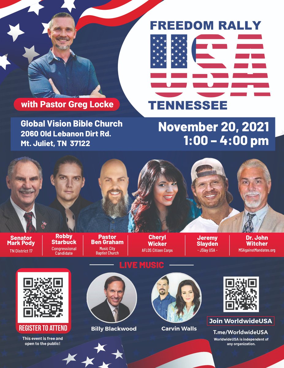 CherylAWicker's tweet photo. Plan to make it out to the WorldwideUSA #freedomrally Sat 11/20 in Mt. Juliet https://t.co/xx9GHljO2v
