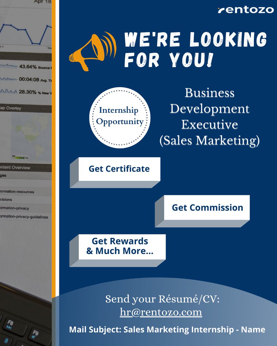 rentozo's tweet photo. Internship Opportunities at Rentozo. ✨
𝘼𝙥𝙥𝙡𝙮 𝙉𝙤𝙬!
Send your CV/Resume at the given E-mail ID 📄
E-mail ID: hr@rentozo.com
Note - Mail subject should be:
"Internship Name - Your Name"
#internship #internshipoppurtunity #startupindia #bhopal #rentozo #rentozoindia https://t.co/333NsGhsGt