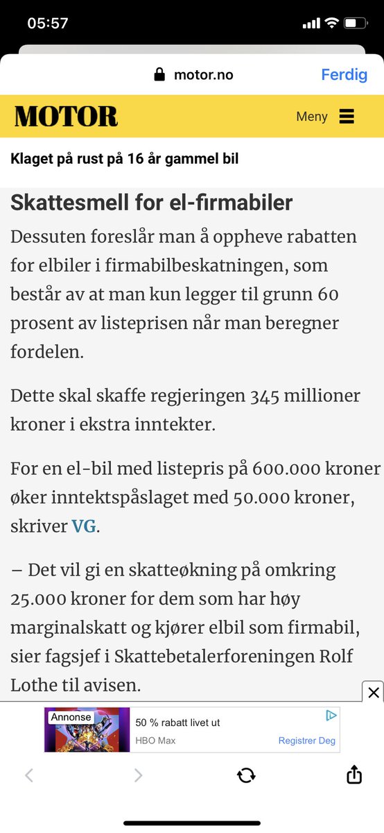 OddArneTjaaland's tweet photo. Ser at alle som har eller er i ferd med å skaffe seg #elbil som firmabil må revidere sitt eget budsjett, #apog #sp gir meg en øka skatt på 20-25’ pr år, tusen takk skal dere ha, @jonasgahrstore håper miljøkonferansen i Skottland var bra, for den tar fra oss «vanlige» folk. https://t.co/KXcptuTOgF