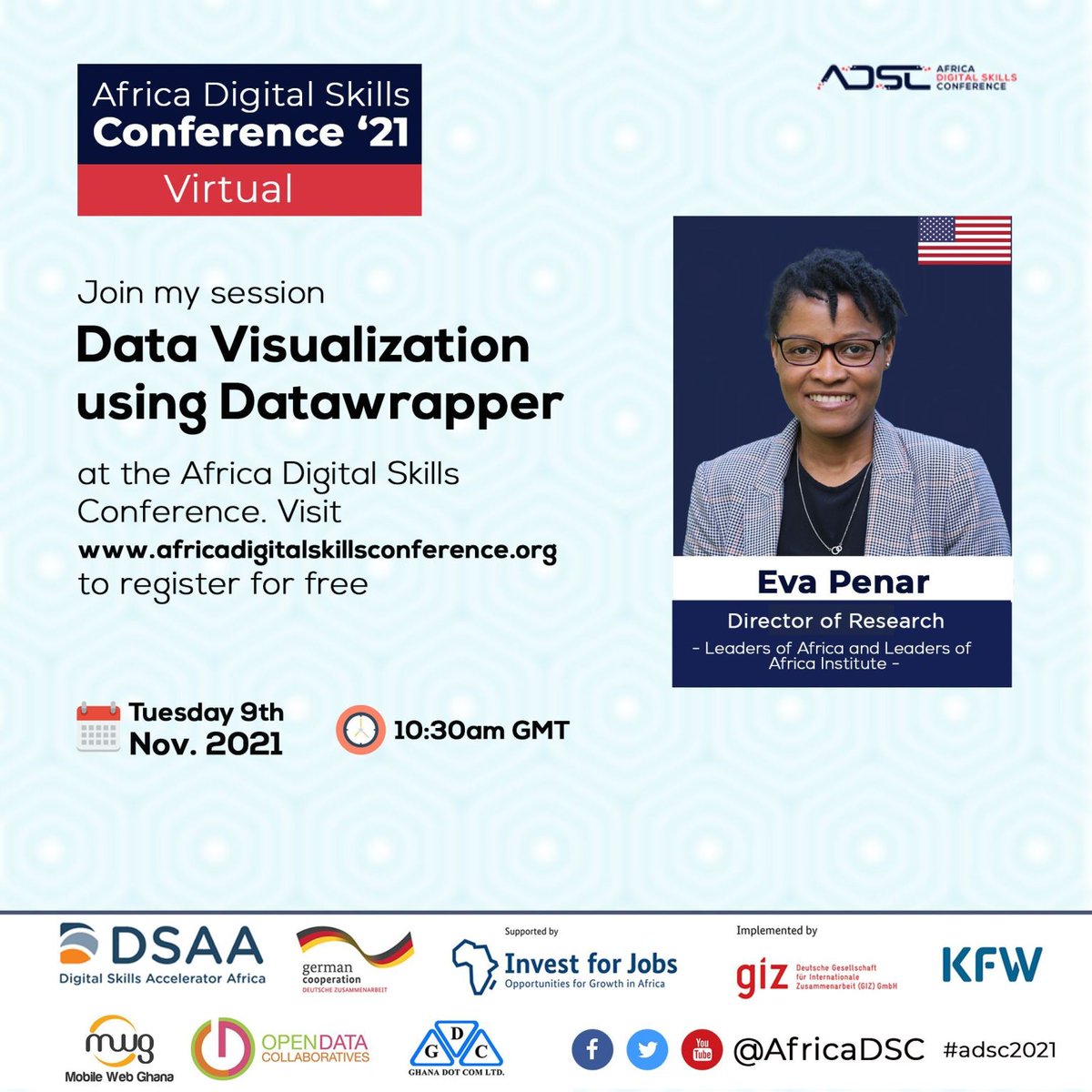 LeadersAfrica's tweet photo. Today is the beginning of the Africa Digital Skills Conference. @LeadersAfrica is happy to support this effort w/ @MobileWebGhana to enhance data literacy and analysis for impact purposes. 

Join the conference >> https://t.co/WCHZoKoTuN

#digital #data #dataviz #datafam https://t.co/I8PE7buAgT