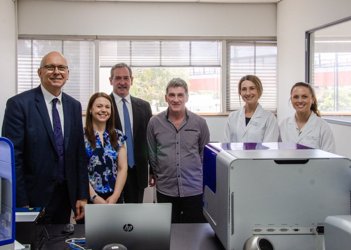 HonDGP's tweet photo. Very exciting to see the work that #SouthAustralian Startup Gnomix are doing in their Bedford Park lab.

Today @SteveMurrayAU &amp; I, joined founders Rachel &amp; Scott to learn more about Gnomix's work, and how @DeptInnovSkills helped them with our Research &amp; Innovation Fund (RIF). https://t.co/xqYdysU7rV