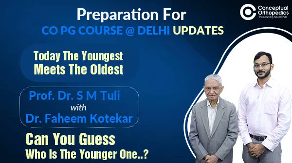 Can you guess who is the younger one?

Prof. Dr. S M Tuli with Dr. Faheem Kotekar 

Are you ready to see them in CO PG COURSE @ Delhi ?

#ConceptualOrthopedics #PGCourse #Class #Orthopedics #Residents #OrthoResidents #Ortho