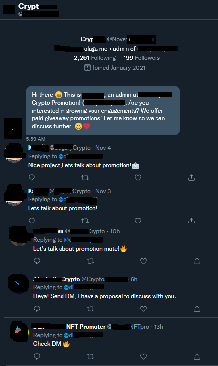 PowerPixelKK's tweet photo. 🔎How ethical is it for Botfluencers to write to projects to get paid knowing perfectly well that their followers are Bots & that it will be a complete waste of money?
Here some examples🚨
#DYOR #NFTCommunity #BotFluencer #Crypto #NFTs #NFTGiveaway #NFTPromoter #CryptoGiveaways https://t.co/8LCKswGvcW