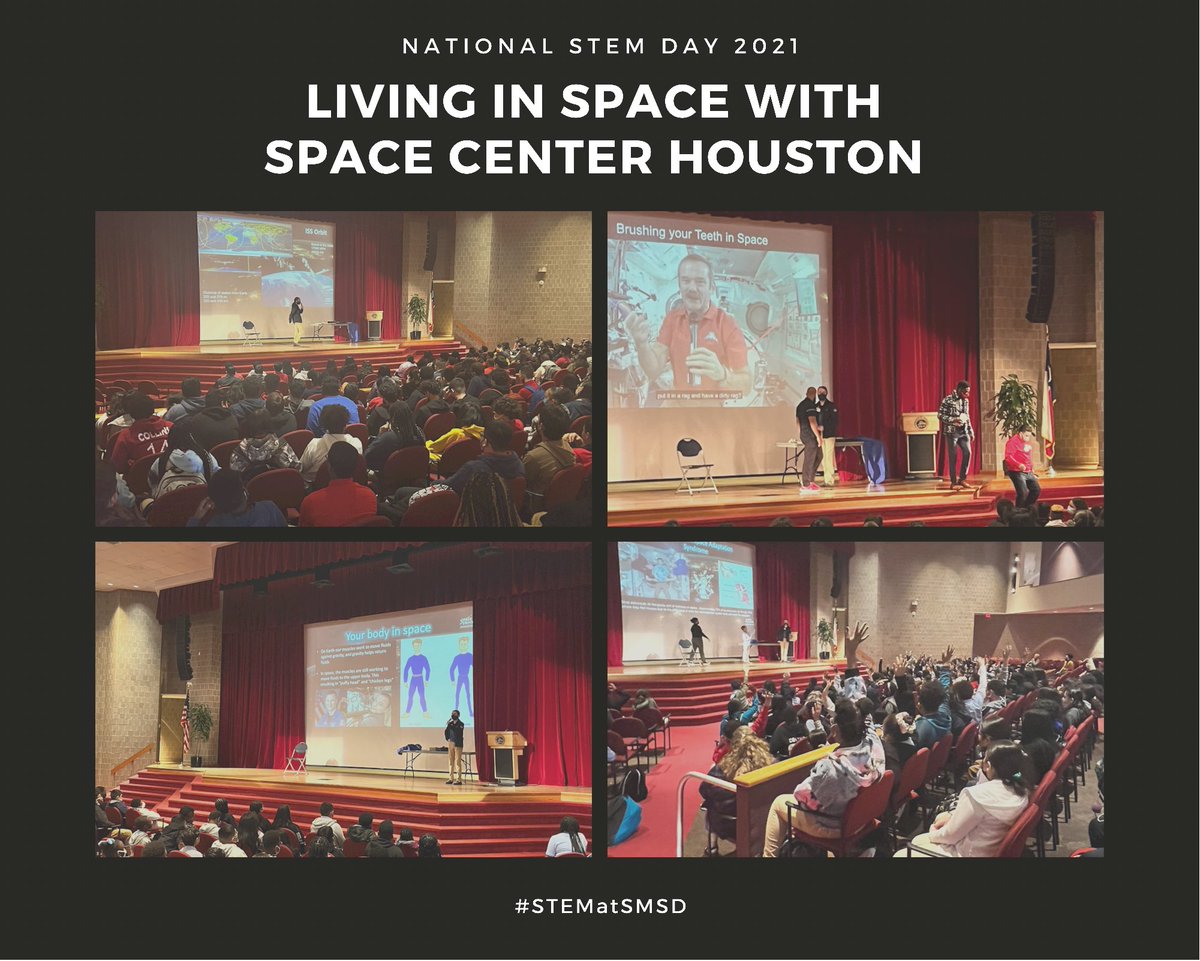 TiffanyFondal's tweet photo. @SMSDMiddle partnered with @SpaceCenterHou for #NationalSTEMday! Students learned about how to live in space! Did you know that astronauts grow up to 3% taller while living in microgravity? #STEMatSMSD #STEMDay https://t.co/Px2f5BAVvn