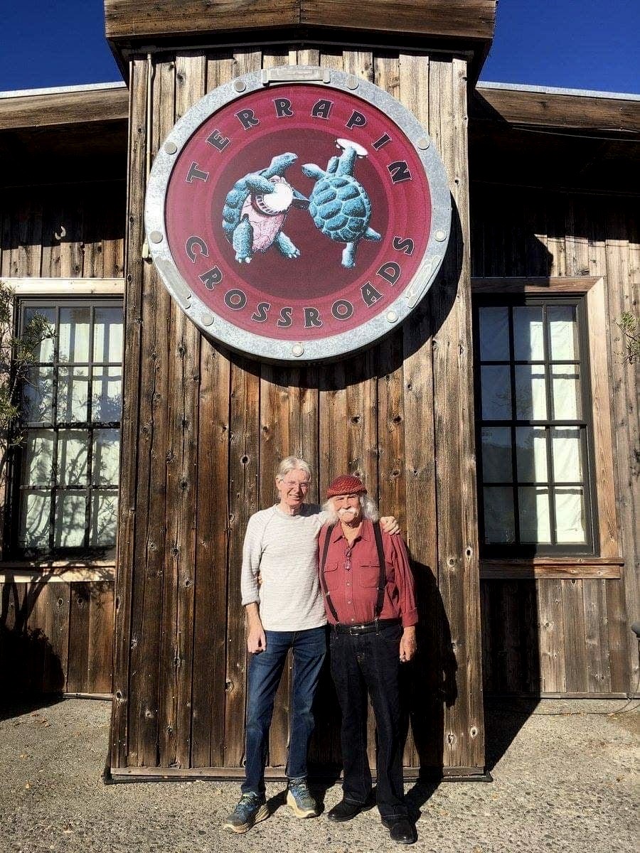 stevesilberman's tweet image. In light of the recent sad news about Terrapin Crossroads closing, friend Gordon Taylor sent this nice pic of Phil Lesh and @thedavidcrosby hanging out there. (Photographer unknown - @jayblakesberg, this one of yours?)