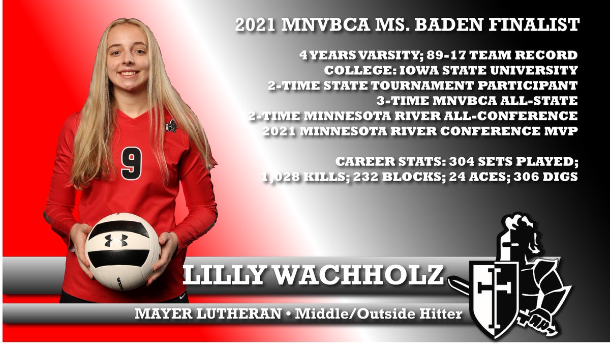 MNVBCA's tweet photo. Meet the 2021 Ms. Baden Volleyball Finalists!

Lilly Wachholz, Outside/Middle Hitter, Mayer Lutheran
@mayerlutheran  

The winner of the Ms. Baden Award will be announced on Tuesday night at the MNVBCA State Tournament Banquet! https://t.co/Joh4futW2r https://t.co/kRidvP4Zr6
