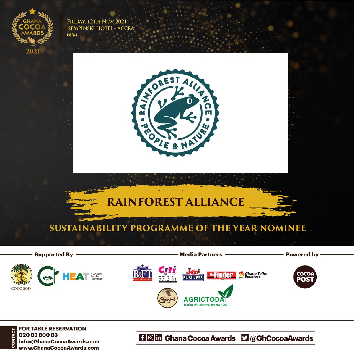 GhCocoaDinner's tweet photo. The 2021 nominees for Sustainability Programme of the Year are...2/2
#GCA2021  #GhanaCocoaAwards https://t.co/bMBvystVJl