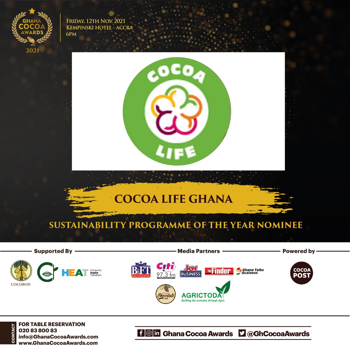GhCocoaDinner's tweet photo. The 2021 nominees for Sustainability Programme of the Year are...1/2
#GCA2021  #GhanaCocoaAwards https://t.co/WEThWKdSnS