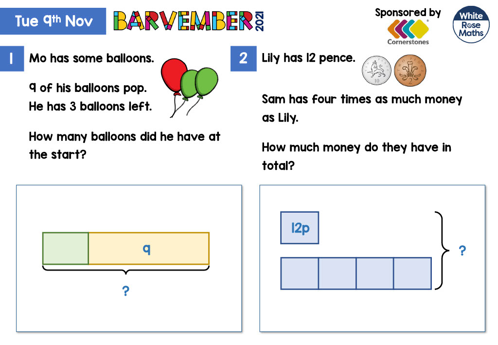 ⭐ Here are questions 1 and 2 for day 7 of #Barvember!

🎁 Share your solutions with us for a chance to win a prize from us or our sponsors Cornerstones!

🔗 ow.ly/IVTI50GIkRO
