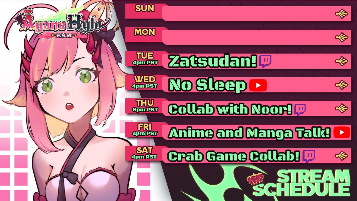 HyloVT's tweet photo. 🔥•°•~Schedule~•°•🔥
-Week of November 8th-November 13th-
------------------------------------------
🔗https://t.co/7rYcDcat9L
🔗https://t.co/tsXuiMNO0T
🔗https://t.co/VXwGJpFN5f
🔽FanTags🔽
🎨#Hyillust
🔴#Hylive
🔥#Hylarem
😂#Hylol https://t.co/4o3CJpawpT